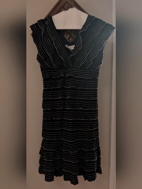 Studio M Black Dress with White Stripes